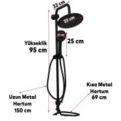 Robot Tepe Duş Seti Takımı Shower Yağmurlama Oval Banyo Masaj Duş Başlığı Sistemi Mat Siyah thumbnail 3