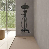 Robot Tepe Duş Seti Takımı Shower Yağmurlama Oval Banyo Masaj Duş Başlığı Sistemi Mat Siyah thumbnail 5