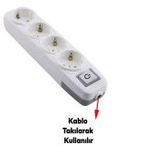 4lü Grup Priz Anahtarlı Klemensli Fiş Priz Topraklı Çoklu Grup Priz Çoğaltıcı Dörtlü Kablosuz thumbnail 2