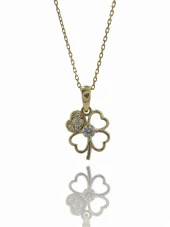 Minik Dört Yapraklı Yonca Figür Altın Kolye 14 Ayar thumbnail 1