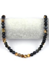 Sarı - Siyah Kaplan Gözü Doğal Taş Dizi 8 mm Küre Kesim thumbnail 2