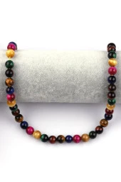 Renkli Kaplan Gözü Doğal Taş Dizi 8 mm Küre Kesim thumbnail 2