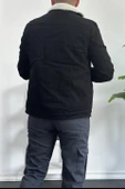Erkek Slim Fit Cepli İçi Kürklü Düğmeli Kot Ceket Siyah PR113 - 5