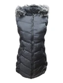 Ay Bilge A1006 Kadın Kapüşonlu Kürklü Kısa Şişme Yelek thumbnail 3