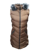 Ay Bilge A1006 Kadın Kapüşonlu Kürklü Kısa Şişme Yelek thumbnail 1