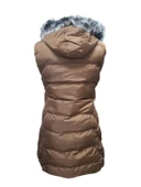 Ay Bilge A1006 Kadın Kapüşonlu Kürklü Kısa Şişme Yelek thumbnail 2