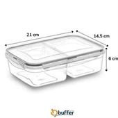 Saklama Kabı Kilitli Kapaklı Taşınabilir 1Litre Erzak Diyet Saklama Kabı 2 Bölmeli Beslenme Kabı - 4