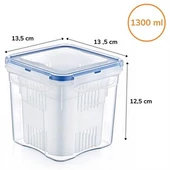 Saklama Kabı 1,3 Litre Kapasiteli Sızdırmaz Hava Geçirmez Klips Kapaklı Süzgeçli Zeytin Kabı - 3