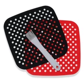 Renkli Isıya Dayanıklı Yıkanılabilir Silikon Fırın Ve Airfryer Kare Pişirme Matı 21,5 Cm - 3