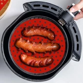 Renkli Isıya Dayanıklı Yıkanılabilir Silikon Fırın Ve Airfryer Yuvarlak Pişirme Matı 23 Cm - 6