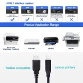 USB Yazıcı Printer Arabağlantı Kablosu USB 2.0 Yüksek Hız 3 Metre - 4912 thumbnail 2
