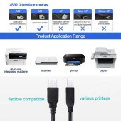 USB Yazıcı Printer Arabağlantı Kablosu USB 2.0 Yüksek Hız 1.5 Mt - 4951 thumbnail 2