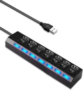 Ancheyn 7 Port USB Çoklayıcı Çoğaltıcı Işıklı Hub USB 2.0 Switch Splitter 4874 - 1