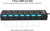 Ancheyn 7 Port USB Çoklayıcı Çoğaltıcı Işıklı Hub USB 2.0 Switch Splitter 4874 - 2