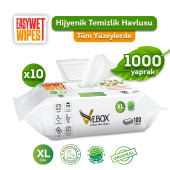 Vebox Easy Wet Wipes Yüzey Temizleme Havlusu 10x100  1000 Yaprak - 1