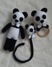 Sevimli Panda Yeni Doğan Seti Amigurumi Organik Oyuncak - 1
