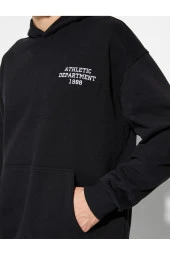 Kolej Sweatshirt Kapşonlu Baskılı Kanguru Cep Detaylı Şardonlu - 5