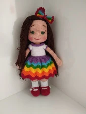 Zikzak Elbiseli Kız Amigurumi Organik Oyuncak - 1