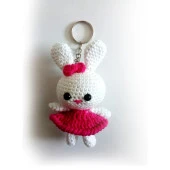 Maskot Elbiseli Tavşan Amigurumi Organik Anahtarlık Oyuncak - 1