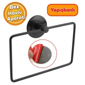 Bez Havlu Askısı Paslanmaz Metal Siyah Bez Havluluk Aparatı Yapışkanlı Lavabo Banyo Mutfak Standı thumbnail 1