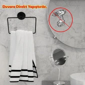 Bez Havlu Askısı Paslanmaz Metal Siyah Bez Havluluk Aparatı Yapışkanlı Lavabo Banyo Mutfak Standı thumbnail 3