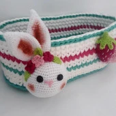Yenidoğan Sevimli Tavşan Sepetli Takım Amigurumi Organik Oyuncak - 3