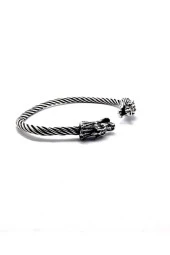 Antik Gümüş Kaplama Ejderha Başlı Viking Bileklik - 3