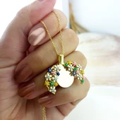 Vaoov 925 Ayar Gümüş Açılan İsimli Gold Çiçek Kolye thumbnail 4