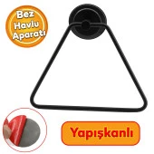 Yapışkanlı Lavabo Banyo Mutfak Bez Havlu Standı Askısı Paslanmaz Metal Siyah Bez Havluluk Üçgen thumbnail 1
