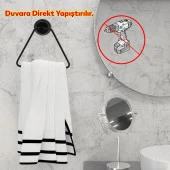 Yapışkanlı Lavabo Banyo Mutfak Bez Havlu Standı Askısı Paslanmaz Metal Siyah Bez Havluluk Üçgen thumbnail 3