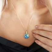 Vaoov 925 Ayar Gümüş İsimli Gold Açılan Dünya Kolye thumbnail 4