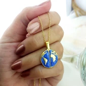 Vaoov 925 Ayar Gümüş İsimli Gold Açılan Dünya Kolye thumbnail 6