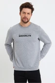 Süperlife Erkek Bisiklet Yaka 3 iplik Kalın Brooklyn Baskılı Sweatshirt SPR24sw29 - 6