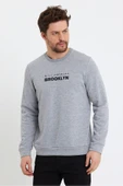 Süperlife Erkek Bisiklet Yaka 3 iplik Kalın Brooklyn Baskılı Sweatshirt SPR24sw29 - 8