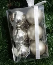 VIP DELUXE 12 ADET 5 CM MAT PARLAK GÜMÜŞ TOP SÜSLER YILBAŞI AĞACI SÜSLERİ NOEL AĞACI SÜSLERİ thumbnail 2