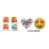 KALP EMOJİ BEYAZ GEYİK CEP SOBASI,EL ISITICI,2 ADET SICAK SU TORBASI PVC  9cm - 1