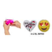 KALP EMOJİ BEYAZ GEYİK CEP SOBASI,EL ISITICI,2 ADET SICAK SU TORBASI PVC  9cm - 3