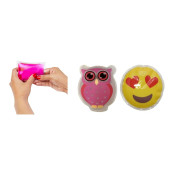 KALP EMOJİ PEMBE BAYKUŞ CEP SOBASI,EL ISITICI,2 ADET SICAK SU TORBASI PVC  9cm - 2
