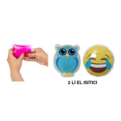 GÜLEN EMOJİ MAVİ BAYKUŞ CEP SOBASI,EL ISITICI,2 ADET SICAK SU TORBASI PVC  9cm - 3