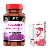 FLX Collagen Tip-1 Tip-2 Tip-3 Hyoluronic Asit Vitamin C 60 Tablet   Nevfix Vitamin D3 Sıvı Sprey 20 ml thumbnail 1