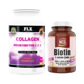 FLX Collagen Kollajen Tip 1-2-3 Hyaluronik Asit Vitamin C 180 Tablet+Biotin 60 Tablet thumbnail 1