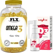 Flx Omega 3 180 Softgel  Nevfix Vitamin D3 Sıvı 20 ml thumbnail 1