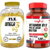 Flx Omega 3-6-9 Balık Yağı 180 Softgel   Nevfix Vitamin B12 1000 Mcg 120 Tablet thumbnail 1