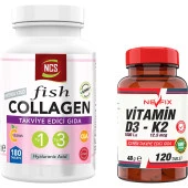 Nevfix Balık Type 1-3 Çinko Collagen Hyaluronic Acid 180 Tablet Nevfix Vitamin D3-K2 120 Tablet - 1