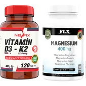 Flx Magnesium Malat 180 Tablet   Nevfix Vitamin D3-K2 120 Tablet thumbnail 1