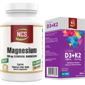 Magnezyum Elementleri Magnesium Malat Glisinat Taurat 90 Tablet+Vitamin D3 K2 20 ml - 1