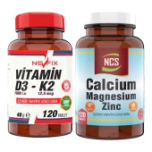 Ncs Calcium Magnesium Çinko   Nevfix Vitamin D3-K2 120 Tablet thumbnail 1