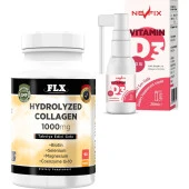 Flx Collagen Coenzyme Selenium Biotin Magnesium 90 Tablet + Nevfix Vitamin D3 400 Iu 20 ml Sprey thumbnail 1