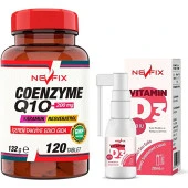 Nevfix Coenzyme Q10 200 Mg Koenzim Resveratrol Q10 Karamuk 120 + Nevfix Vitamin D3 400 Iu 20 ml Sprey thumbnail 1