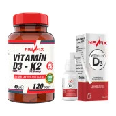 Nevfix Vitamin D3-K2 120 Tablet   Nevfix Vitamin D3 Sıvı Sprey thumbnail 1